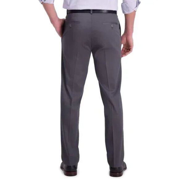 Haggar Men's 32x32 Casual Office Dress Grey Straight Flat Front Pants - Picture 2 of 6